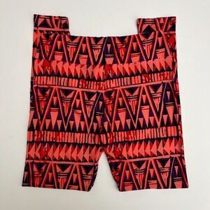 LuLaRoe Red &‎ Purple Geometric Pattern Leggings, Lularoe Patterned Leggings Q9